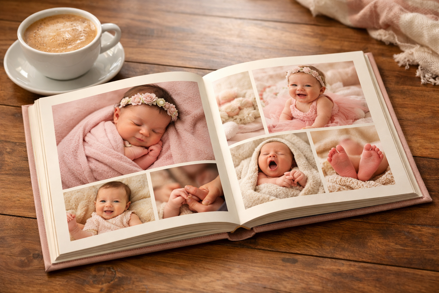 Fotoboek met babyfoto's